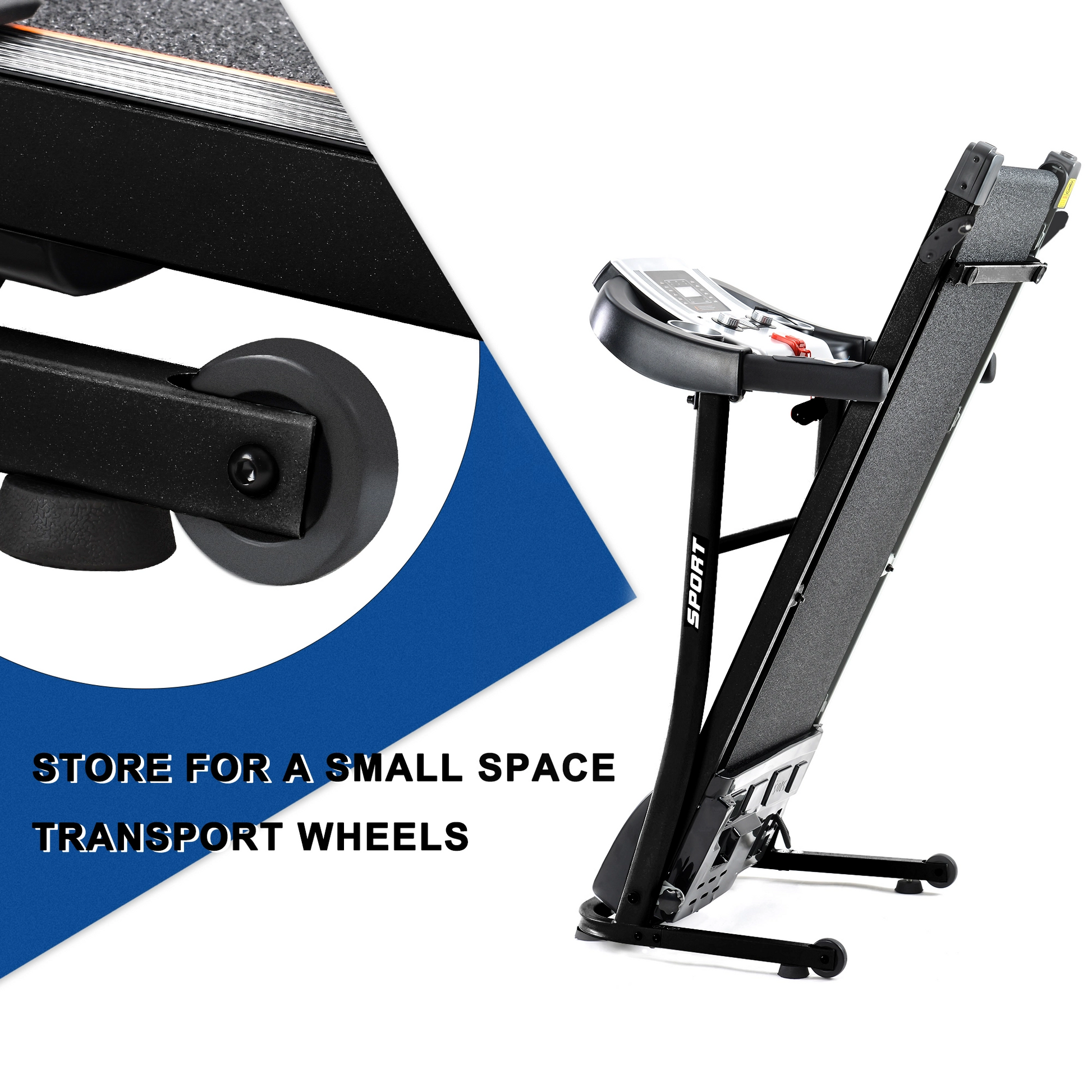 Folding Treadmill with Safety Lock with LCD Monitor.